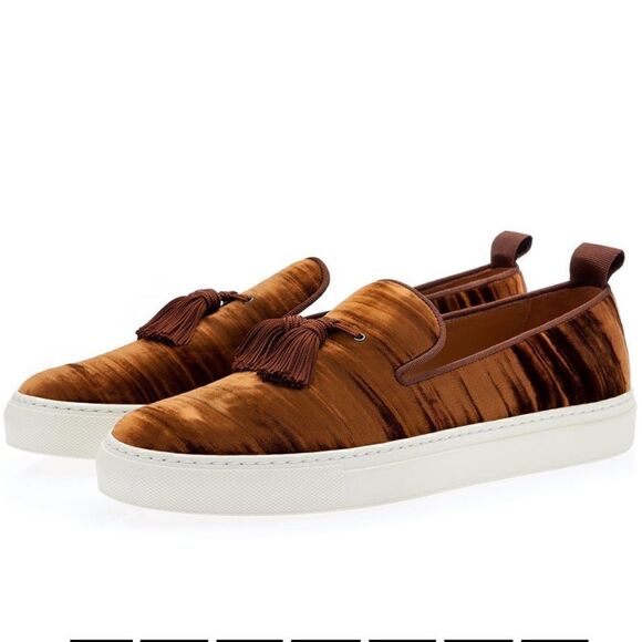 Superglamourous LOUIS Wrinkle Velvet Skate Style Slip On Shoe in Caramel main image 14